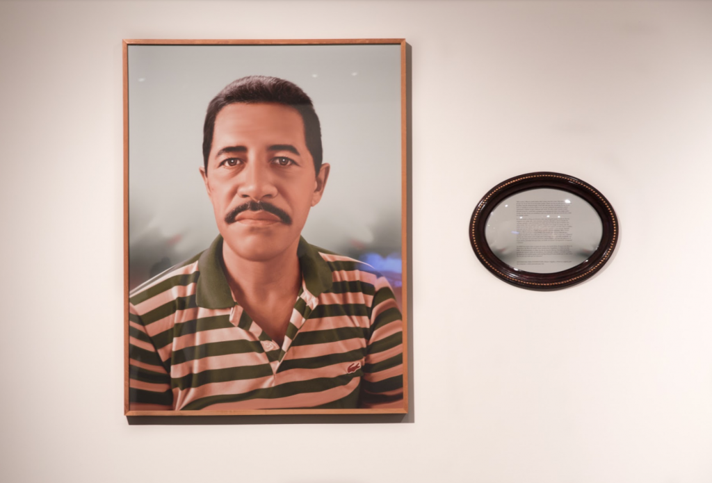 From the series Fable of the gaze "Marcos", 2013, digital photopainting printed on cotton paper, sound, Edition: 1/5 + 2 PAs, 120 x 90 cm and 40 x 50.5 x 5 cm, works of private lending