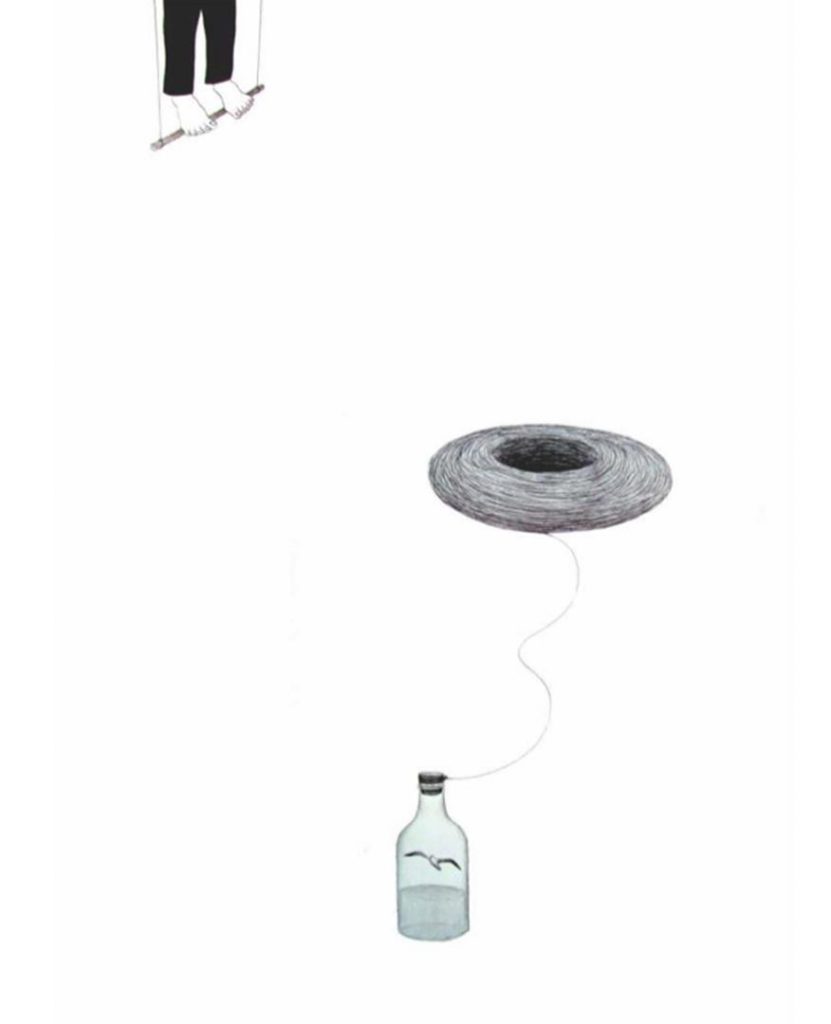 "Para onde vão os incomodados que se mudam", 2013, caneta esferográfica e grafite sobre papel, 96 × 66 cm