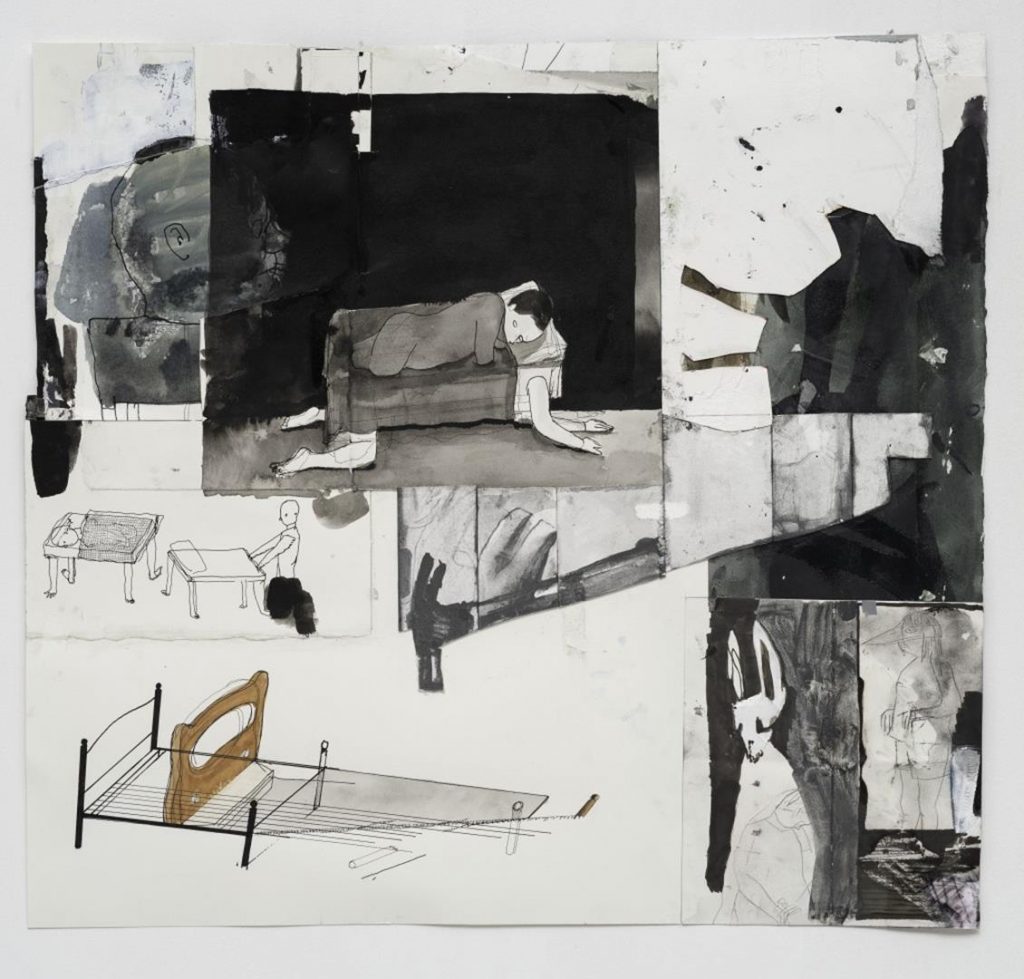 “Procusto”, 2020, nanquim e aquarela sobre papel, edição: única, 57 x 54 cm
