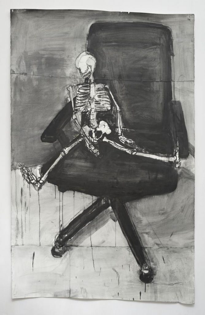 “Assento”, 2020, grafite aquarelável sobre papel, edição: única, 175 x 113 cm