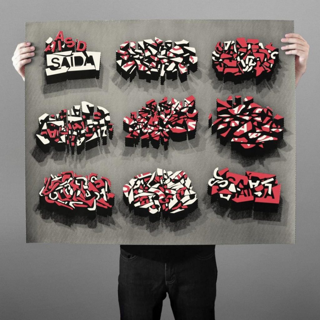 “Encontrar Uma Saída”, 2019, silkscreen on paper, two-color print - black and red, print run of 20 copies, 100 x 83 cm