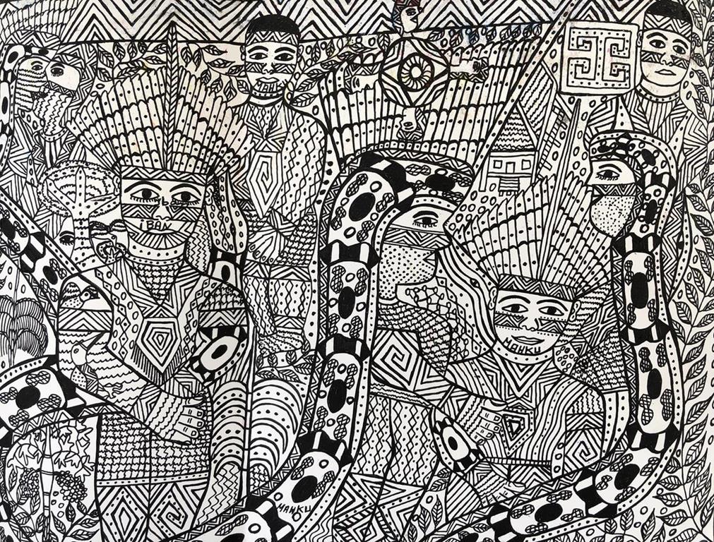 “YUBE NAWA AIBU” [povo mulher jibóia], 2020, caneta sobre papel, 30 x 40 cm
