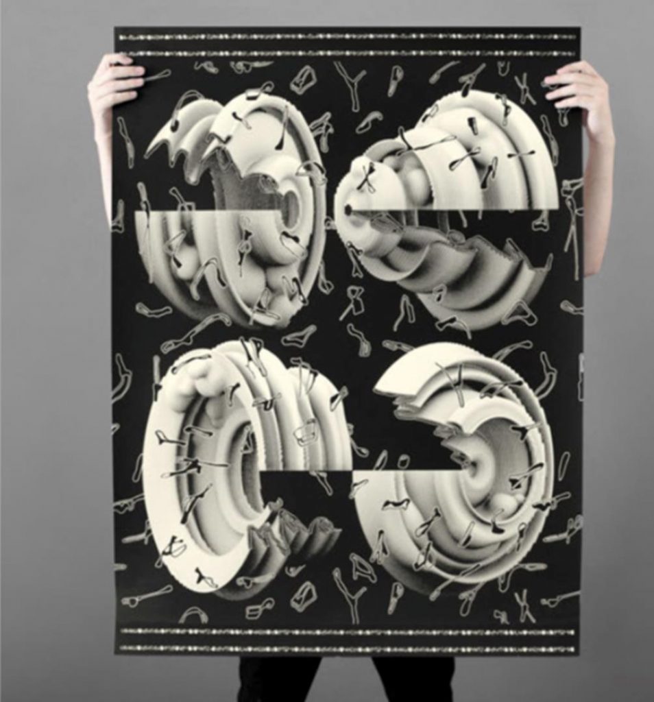 “Não e Não”, 2019, silkscreen on paper, one-color acrylic print - matte black, print run of 20 copies, 112x83cm